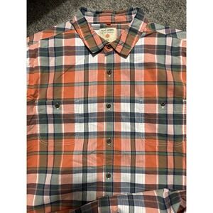 Ruff Hewn Mens Multicolor Button Down Shirt Short Sleeve XXL  Plaid ‎ Orange .